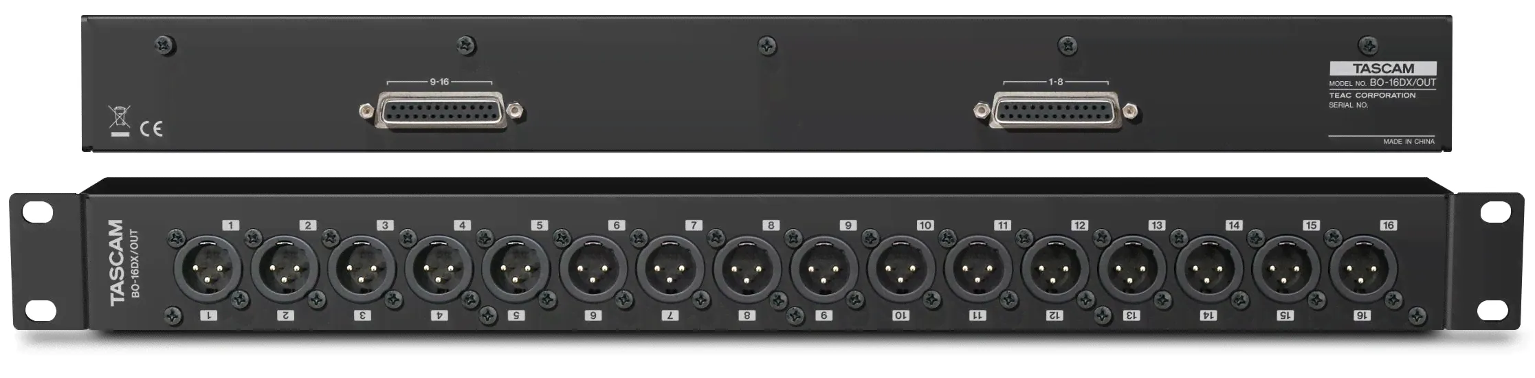 TASCAM BO-16DX/OUT коммутационный блок для преобразователей серии ML или других устройств с разъемами D-Sub, 16 выходов, разъемы XLR