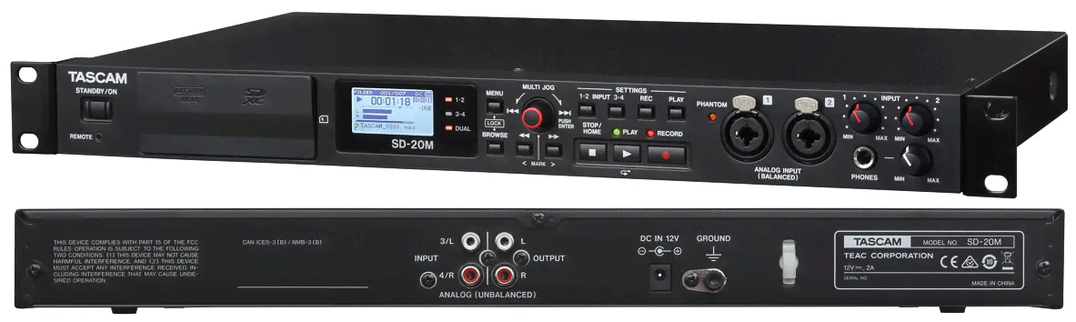 TASCAM SD-20M Tascam SD-20M 2-канальный SD рекордер- плеер Wav/MP3